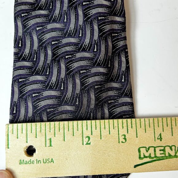 Polo Ralph Lauren NWT Purple Gray Basket Weave Print 100% Silk Long Tie - Picture 8 of 9